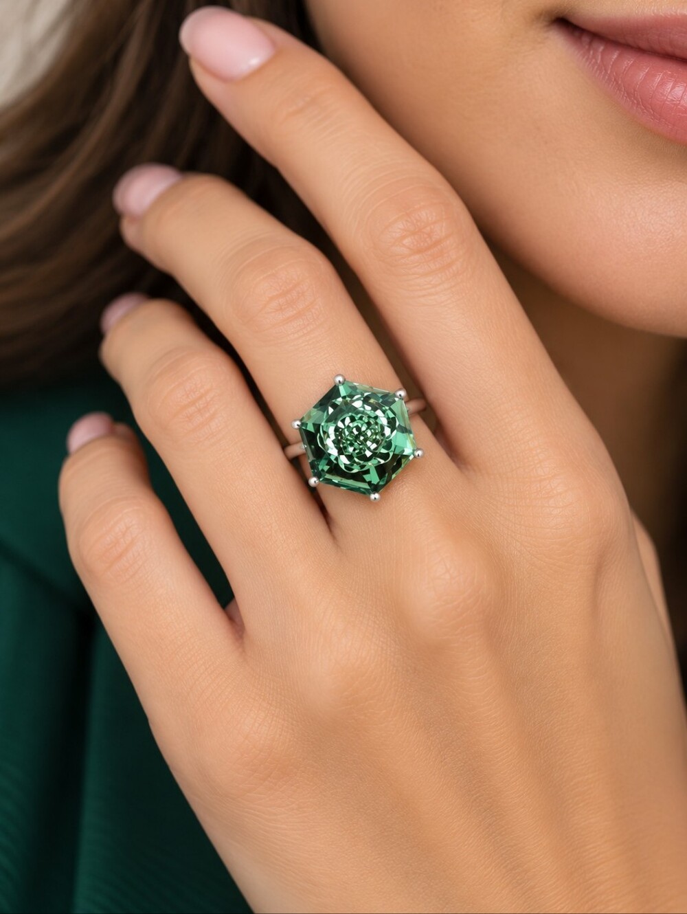 Erinite crystal ring